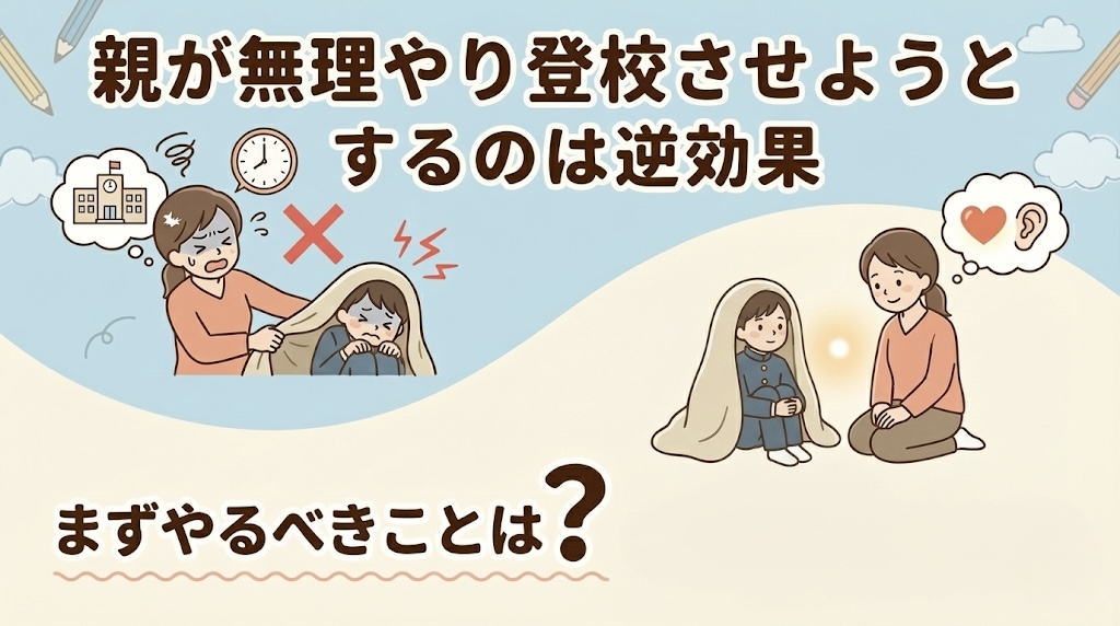 親が無理やり登校させようとするのは逆効果

まずやるべきことは？